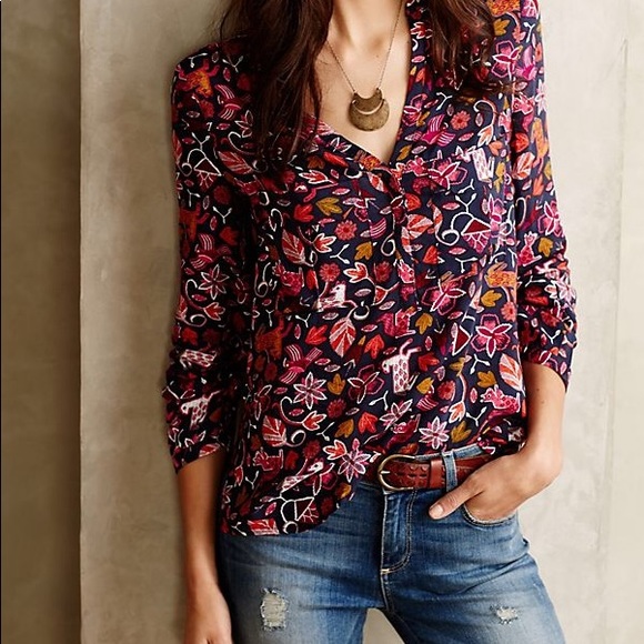 Maeve Tops - Anthropologie Maeve Moonflower Henley
